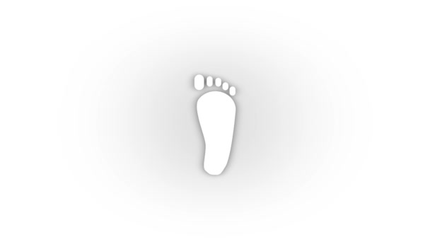 Weißes Fußsymbol Mit Schatten Auf Weißem Hintergrund Körperteil Videoanimation Für — Stockvideo