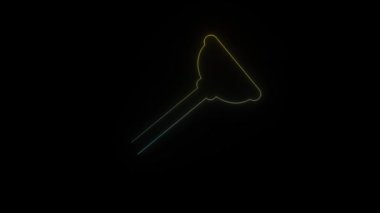 Siyah arkaplanda parlayan neon emme kabı simgesi. Tesisat bakımı. Hareket grafikleri ve birleşikliği için 4K video animasyonu.