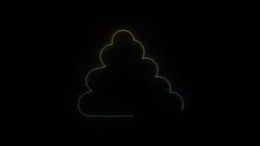 Siyah arka planda parlayan neon kakası ikonu. Hayvan kalıntıları. Hareket grafikleri ve birleşikliği için 4K video animasyonu.