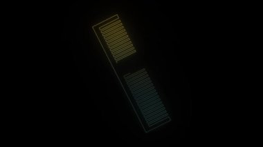 Siyah arkaplanda parlayan neon tarama simgesi. Dış görünüş. Hareket grafikleri ve birleşikliği için 4K video animasyonu.