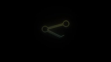Siyah arkaplanda simge paylaşmak için parlayan neon. Kablosuz veri iletimi. Hareket grafikleri ve birleşikliği için 4K video animasyonu.