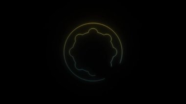 Siyah arkaplanda parlayan neon ağızlık simgesi. Silah detayı. Hareket grafikleri ve birleşikliği için 4K video animasyonu.