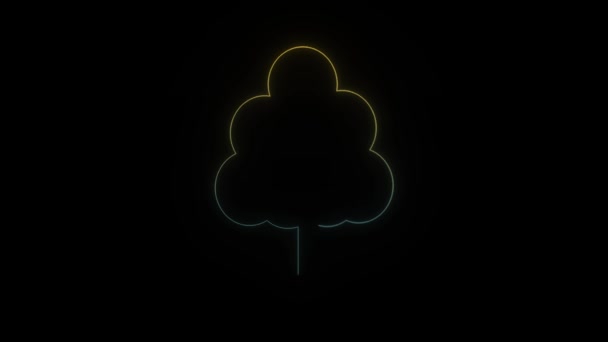Glödande Neon Träd Ikon Svart Bakgrund Uppgifter Parken Videoanimering För — Stockvideo