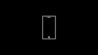 Siyah arka planda beyaz bir telefon resmi. Herkesin kişisel eşyası. Projeniz için dinamik tarzda görüntüler. Hareket grafikleri ve birleşikliği için 4K video animasyonu