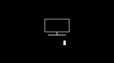 Siyah arka planda beyaz bir televizyon resmi. Video içeriğini görüntüle. Projeniz için dinamik tarzda görüntüler. Hareket grafikleri ve birleşikliği için 4K video animasyonu