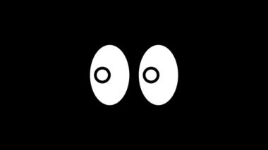 Siyah arka plandaki beyaz gözler. Sola bakan bir yaratığın gözleri. Projeniz için dinamik tarzda görüntüler. Hareket grafikleri ve birleşikliği için 4K video animasyonu