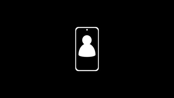 白色的联系图片在手机的黑色背景 电话簿上的联系人 您的项目的动态风格镜头 4K视频动画 用于运动图形和合成 — 图库视频影像