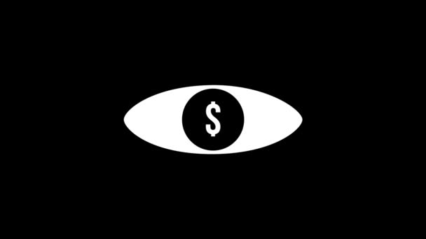 White Picture Dollar Eye Black Background Dollar Icon Displayed Eye — Stock Video