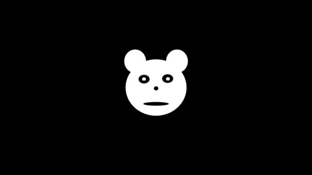 Cuadro Blanco Del Oso Sobre Fondo Negro Cabeza Panda Logo — Vídeos de Stock