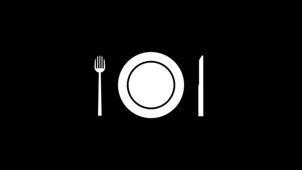 黒を基調とした刃物の白い絵 友達と夕食を食べる プロジェクトのダイナミックスタイル映像 モーショングラフィックスと合成のための4Kビデオアニメーション — ストック動画