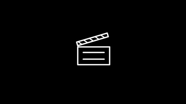 White Picture Movie Clapperboard Black Background Start Shooting Site Dynamic — Stock Video