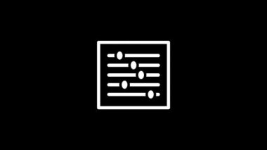 Siyah arkaplandaki beyaz ekolayzır resmi. Şarkının sesini ayarla. Projeniz için dinamik tarzda görüntüler. Hareket grafikleri ve birleşikliği için 4K video animasyonu