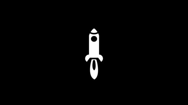 Fehér Kép Egy Fekete Hátterű Rakétáról Űrtechnológia Dinamikus Stílusú Felvételek — Stock videók