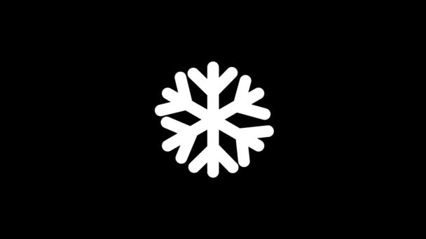 黒い背景に雪の結晶の白い画像 町から家族と休暇 プロジェクトのダイナミックスタイル映像 モーショングラフィックスと合成のための4Kビデオアニメーション — ストック動画