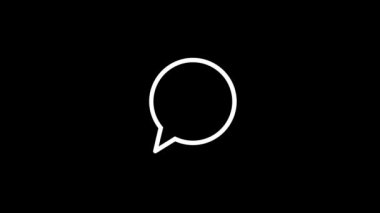 Siyah arkaplandaki mesajın beyaz resmi. Sosyal ağlardaki insanlar arasında yazışmalar. Projeniz için dinamik tarzda görüntüler. Hareket grafikleri ve birleşikliği için 4K video animasyonu