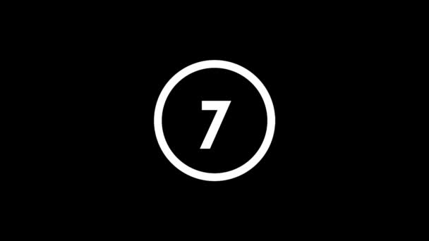 黒を背景に7枚の白い絵 スポーツ計算のための簡単な数字 選手の記録です プロジェクトのダイナミックスタイル映像 モーショングラフィックスと合成のための4Kビデオアニメーション — ストック動画