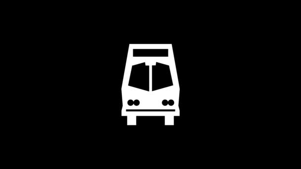黒い背景にバスの白い写真 スクールバス公共交通機関です プロジェクトのダイナミックスタイル映像 モーショングラフィックスと合成のための4Kビデオアニメーション — ストック動画