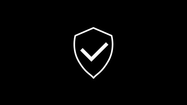 Weißes Bild Des Schildes Auf Schwarzem Hintergrund Computer Unter Virenschutz — Stockvideo
