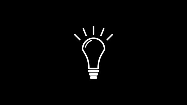 Weißes Bild Der Glühbirne Auf Schwarzem Hintergrund Die Idee Dazu — Stockvideo