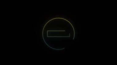 Siyah arkaplanda parlayan neon durağı simgesi. Yaya yasağı işareti. Hareket grafikleri ve birleşikliği için 4K video animasyonu.
