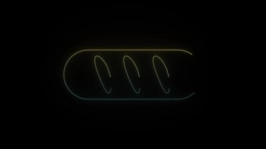 Siyah arkaplanda parlayan neon somun simgesi. Fırındaki un ürünleri. Hareket grafikleri ve birleşikliği için 4K video animasyonu.