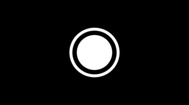 Siyah arkaplandaki dairelerin beyaz resmi. İş sunumu elemanı. Projeniz için dinamik tarzda görüntüler. Hareket grafikleri ve birleşikliği için 4K video animasyonu