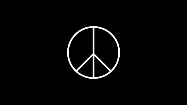 Biały Obraz Pokoju Czarnym Tle Oznaka Pokoju Świecie Dynamiczny Materiał — Wideo stockowe