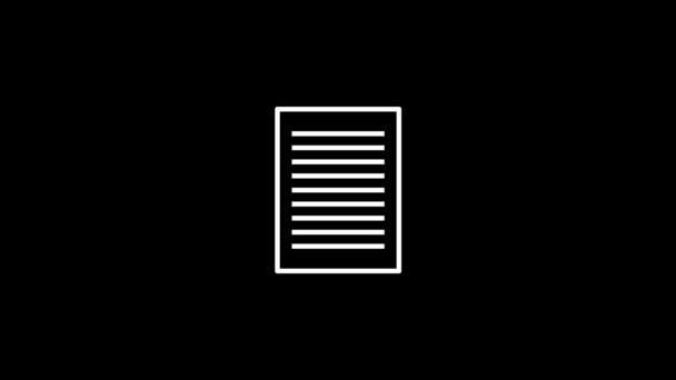 黒い背景のファイルの白い画像 コンピュータにファイルを表示します プロジェクトのダイナミックスタイル映像 モーショングラフィックスと合成のための4Kビデオアニメーション — ストック動画