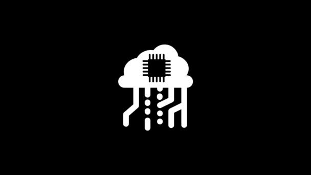 Біле Зображення Процесора Хмарі Чорному Тлі Пролеро Знаходить Хмарі Динамічні — стокове відео