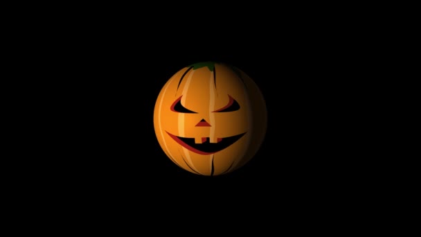 Vit Färg Bild Pumpa Svart Bakgrund Läskigt Ansikte För Halloween — Stockvideo
