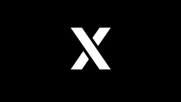 黒の背景に文字Xの白いアイコン アメリカのアルファベット 英語で書かれています プロジェクトのダイナミックスタイル映像 モーショングラフィックスと合成のための4Kビデオアニメーション — ストック動画