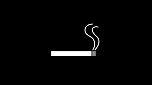 Біла Ікона Цигарки Чорному Тлі Куріння Дозволено Динамічні Кадри Вашого — стокове відео