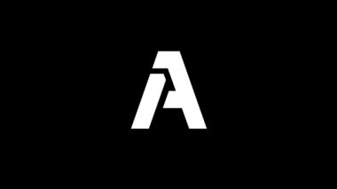 Siyah arkaplanda A harfinin beyaz simgesi. Amerikan alfabesi. Yazmak için İngilizce. Projeniz için dinamik tarzda görüntüler. Hareket grafikleri ve birleşikliği için 4K video animasyonu