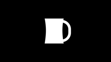 Siyah arka planda beyaz kadeh ikonu. Bira içmek için bir bardak. Projeniz için dinamik tarzda görüntüler. Hareket grafikleri ve birleşikliği için 4K video animasyonu