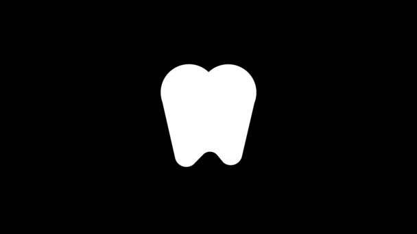 Biała Ikona Zęba Czarnym Tle Ząb Zdrowej Osoby Dynamiczny Materiał — Wideo stockowe