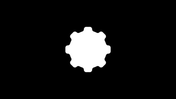Біла Ікона Шестерні Чорному Тлі Деталі Механізму Автомобіля Динамічні Кадри — стокове відео