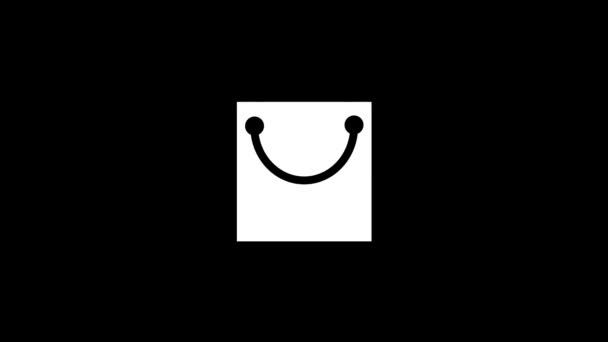 Белый Значок Упаковки Черном Фоне Магазинам Магазине Динамический Стиль Съемки — стоковое видео