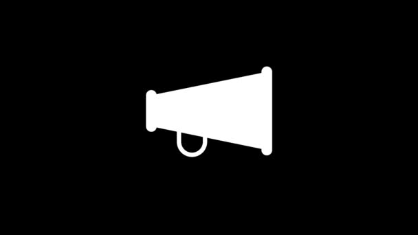 Bílá Ikona Reproduktoru Černém Pozadí Starý Mluvčí Veřejné Propagandy Záběry — Stock video