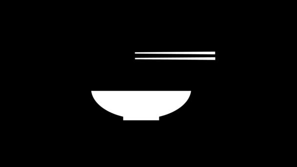 黑色背景上的白色盘子图标 亚洲菜 您的项目的动态风格镜头 4K视频动画 用于运动图形和合成 — 图库视频影像