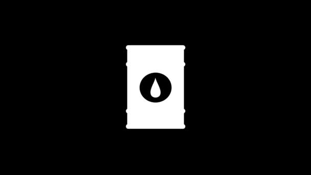 Белая Икона Бочки Черном Фоне Хранение Нефти Транспортировки Динамический Стиль — стоковое видео