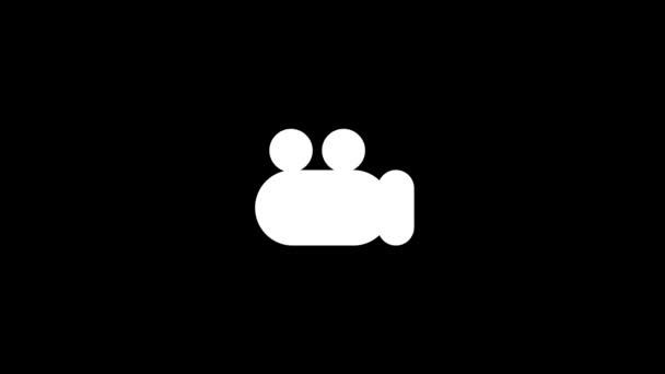 White Icon Video Camera Black Background Storing Emotional Moments Family — Stock Video