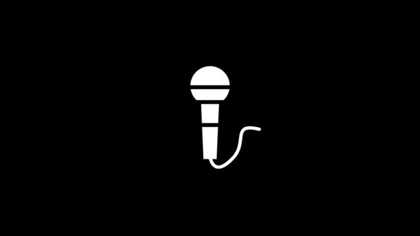 Biała Ikona Mikrofonu Czarnym Tle Wystąpienie Publiczne Dynamiczny Materiał Filmowy — Wideo stockowe