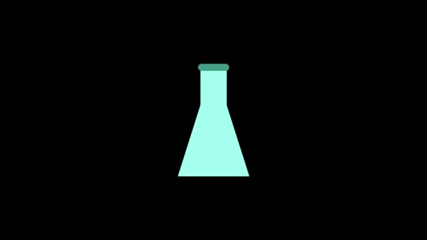 White Icon Flask Black Background Conducting Experiments Laboratory Dynamic Style — Stock Video