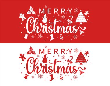 Yılbaşı ve yeni yıl arkaplanı, kar taneleri, ışık, yıldızlar, çorap ve ağaçlarla dolu kış manzarası ile birlikte. Mutlu noel kartları. Vektör İllüstrasyonu