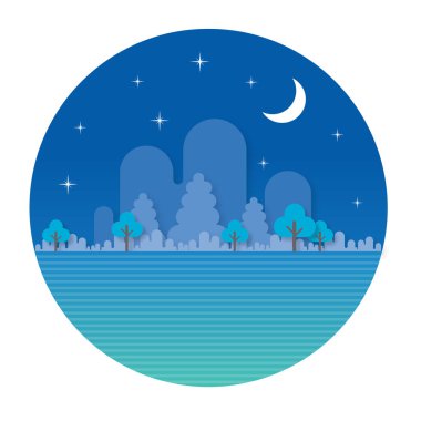 Doğal peyzaj düz tarzı. güzel bir park. Çevre dostu doğal peyzaj. Vektör çizim