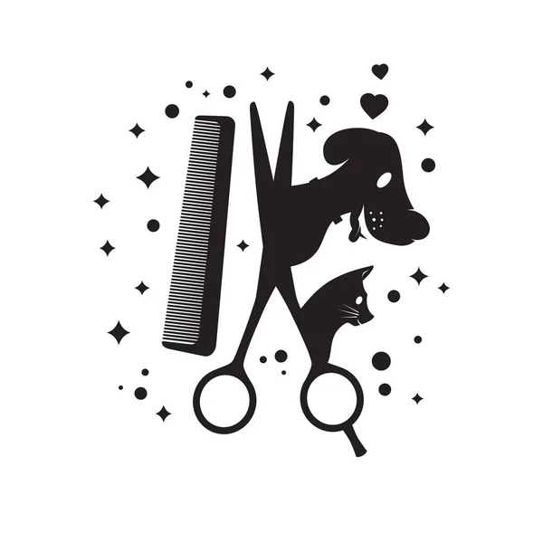 Logo Pet Hair Salon Styling Grooming Shop Store Dogs Cat — Vector de stock
