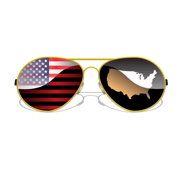 United States Map Flag View Glasses White Background Vector Illustration — Archivo Imágenes Vectoriales