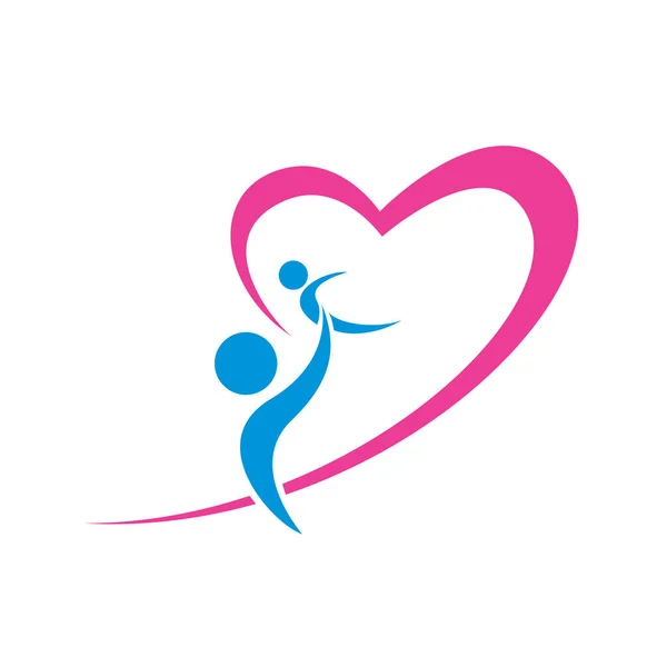 Mam Baby Hart Logo Sjabloon Moeders Zorgteken Symbool Van Ouderlijke — Stockvector