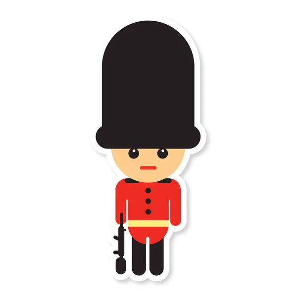 Cartoon British Royal Soldier Weapon White Background Vector Illustration — Stok Vektör