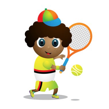 Tenis vektörü illüstrasyonu oynayan çocuk